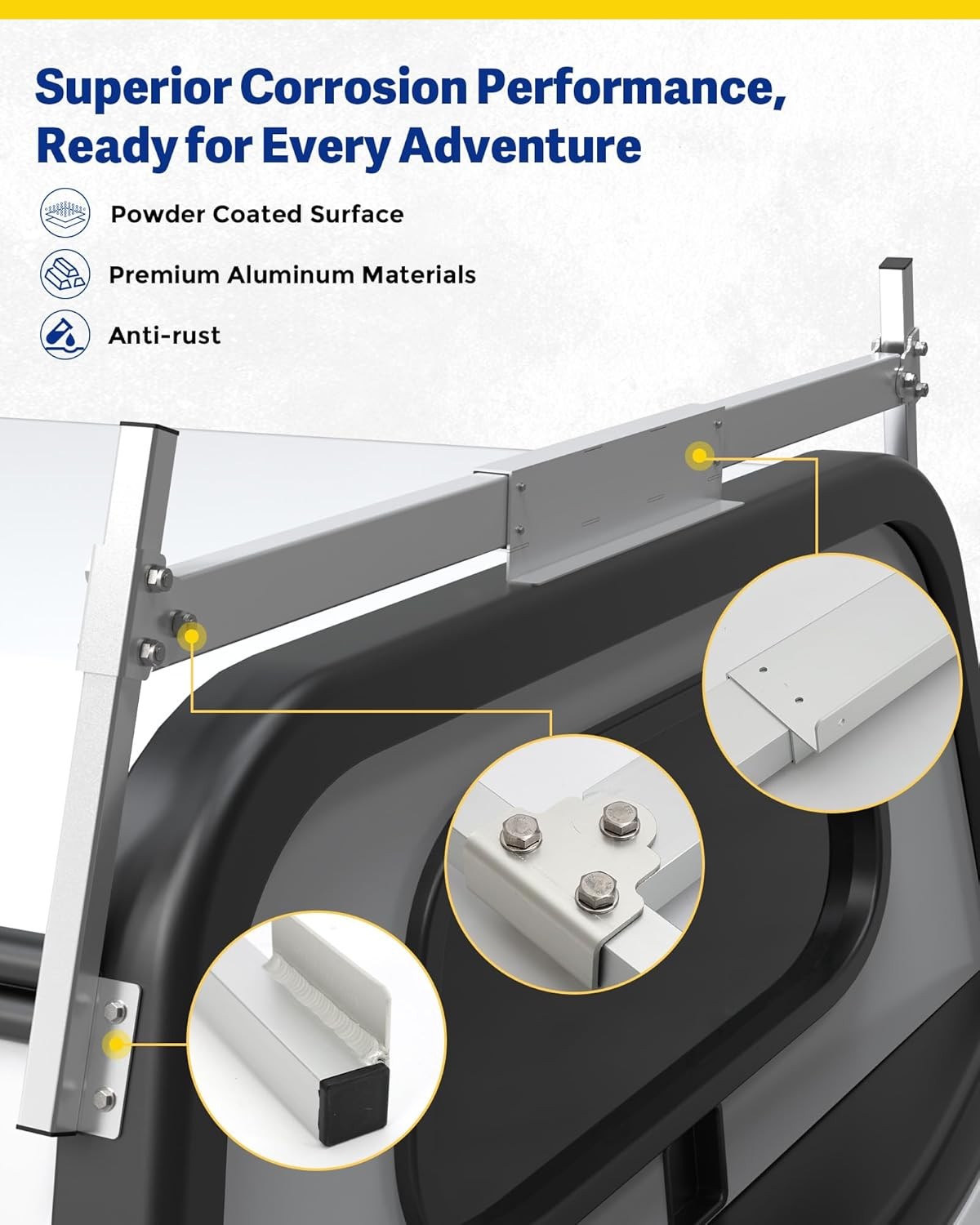 Ladder Rack For Rv Shells 400LBS Adjustable Universal Truck Cap Topper Ladder Rack for Camper ...