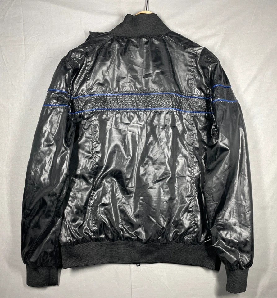 Bar III Men's Bomber Puffer Jacket Blue Trim Shiny Nylon Casual, Small Black - Image 4 of 4