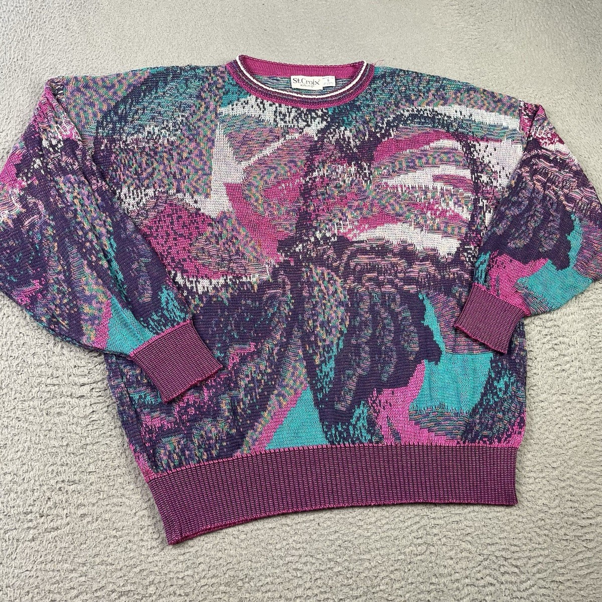 90s ST.Croix 3Dデザインコットンニット セーター XXL USA製 Vintage St Croix Knits Sweater Mens Small Pink 3D Textured Coogi