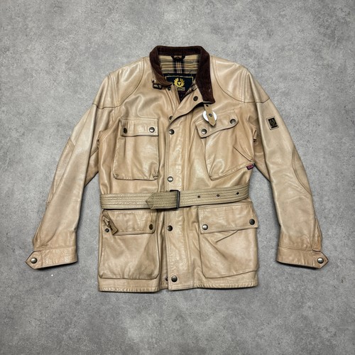 Vintage Belstaff Leather Jacket Size M Cream - Picture 1 of 4