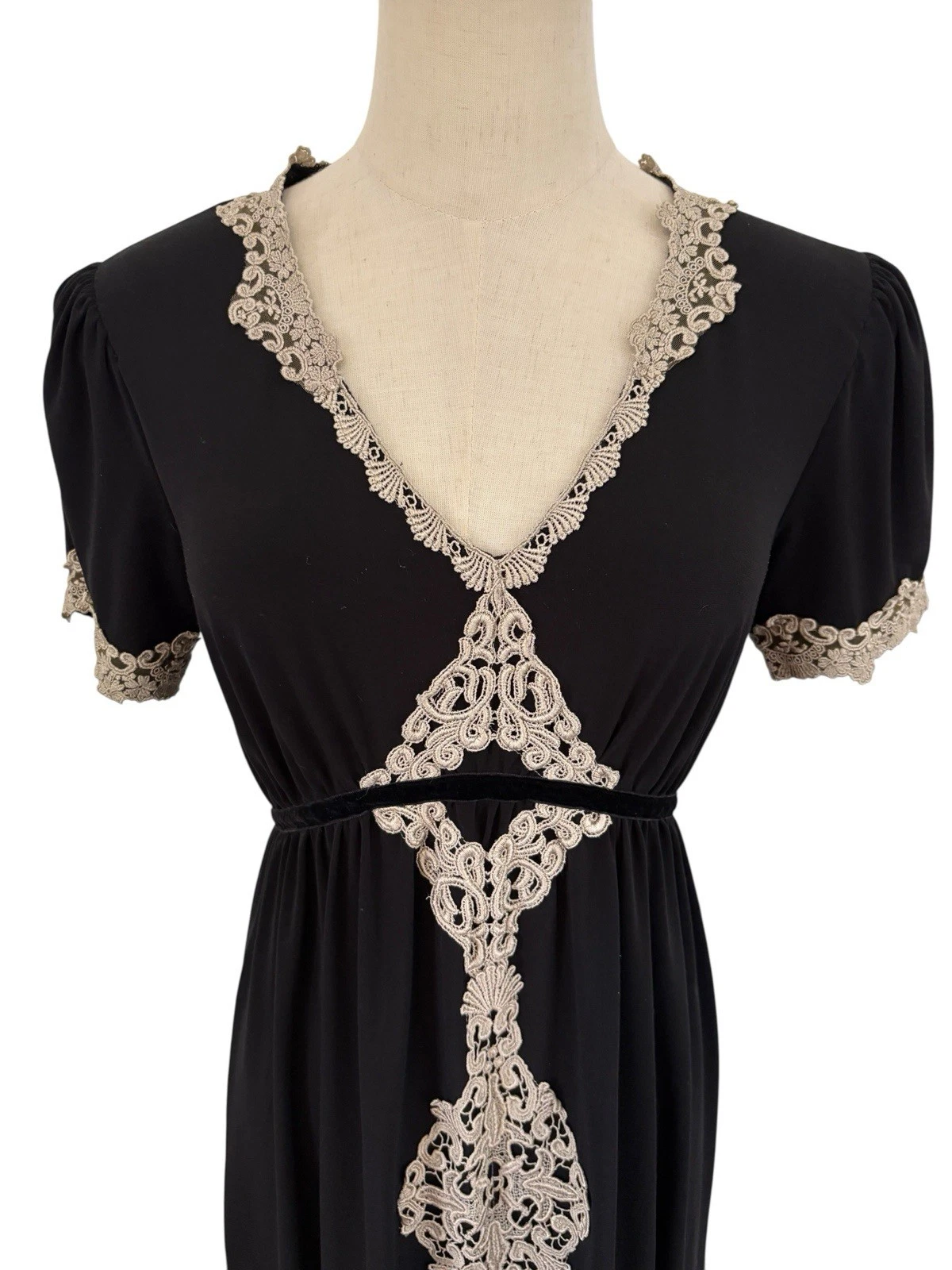 UNDERCOVER Abito babydoll vintage anni 90 mods internazionale M nero pizzo boho stravagante gotico Y2K