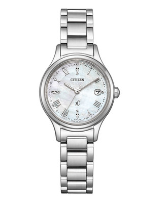 Citizen xC ES9490-52D hikari Eco-Drive Platinum Silver Titanium MOP Watch New
