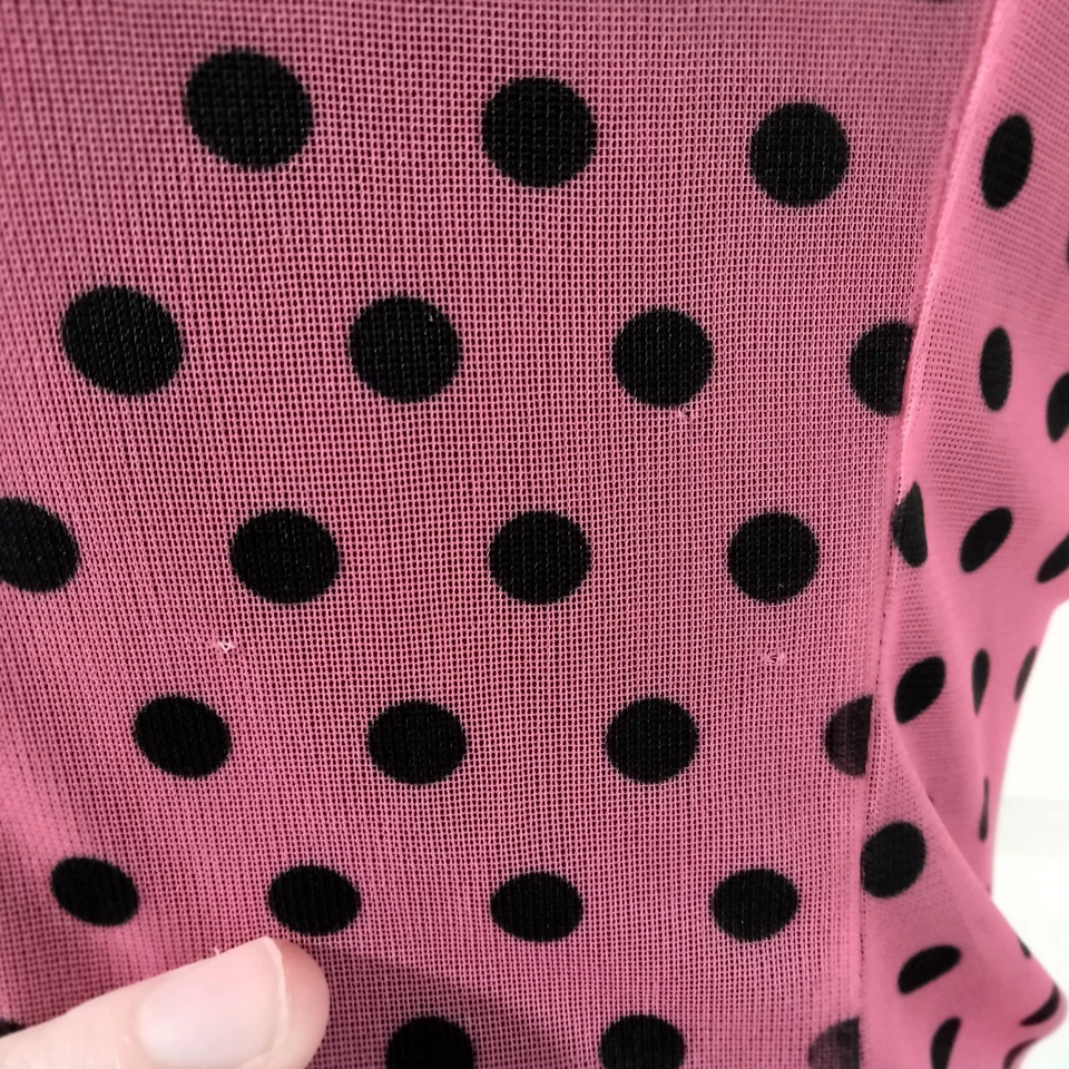 Top De Colección Y2K Guess Polkadot Malla Transparente M Negro Rosa Coqueta Twee Foto 3 de 4