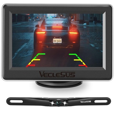 Veclesus Vm1 Wired Backup Camera Kit 4.3 Monitor 1080P License Plate Camera
