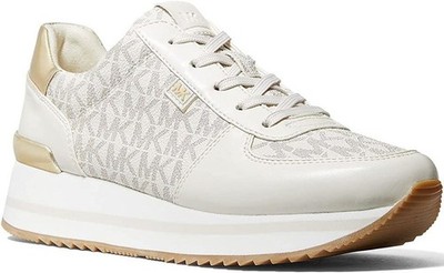 Michael Kors Monique trainer sneakers cream signature print size 6