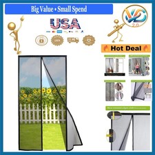 Magnetic Screen Door Self Closing 32x80 Black Polyester Mosquito Net for Pati...
