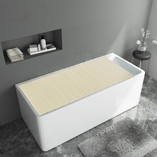 Bathtub Lid Folding Bath Cover Bathtub Dustproof Board 62.99 31.5 0.26 in Yellow