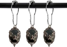 Set of 12 Bats Shower Curtain Hooks Rings, Gothic Vampire Bat, Halloween Party S