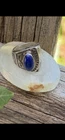 VTG Sterling Silver & Oval Lazuli Lapis Abstract Ring Native American Size 6.5
