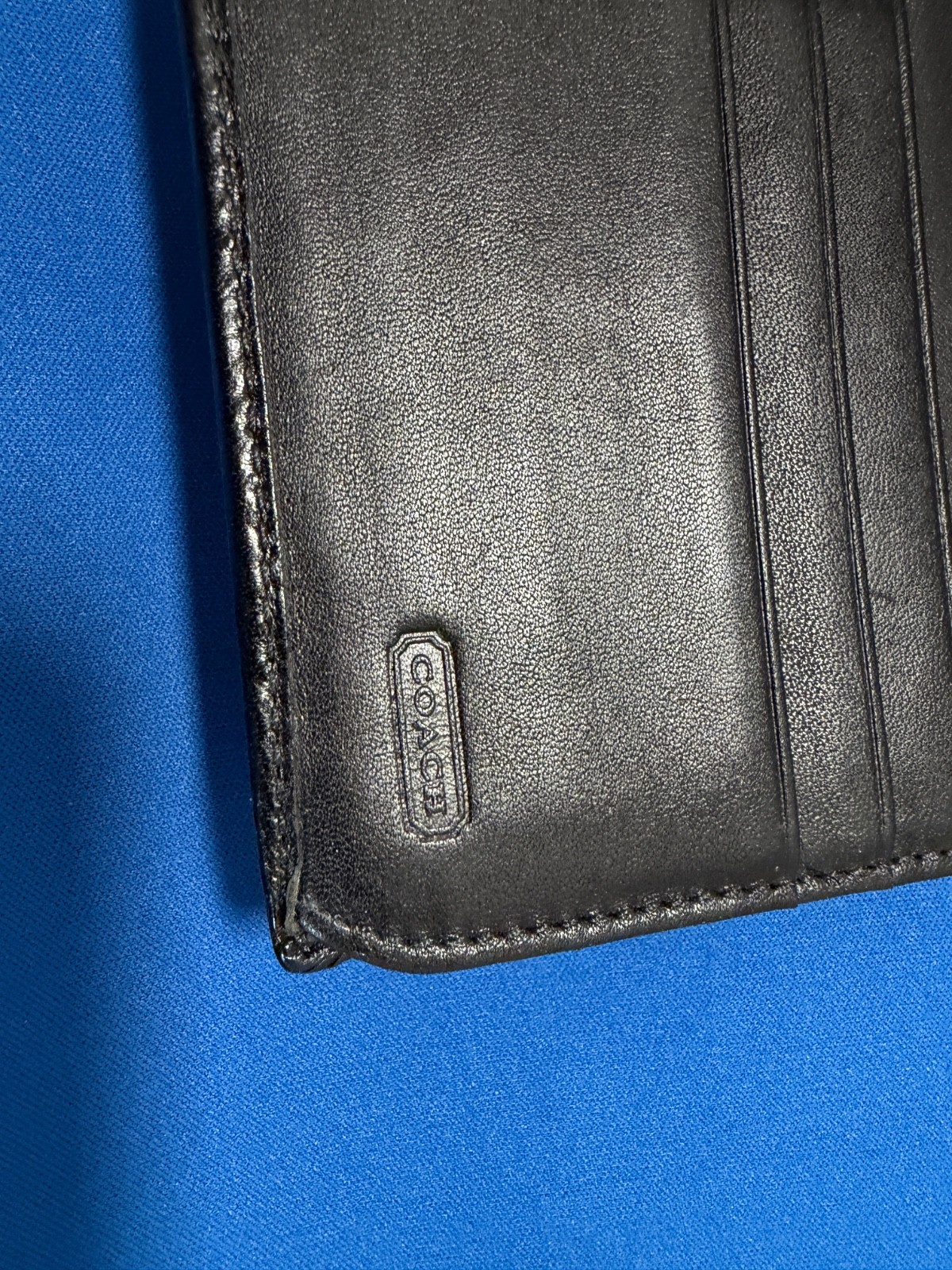 COACH Legacy Signature Canvas Leather Trim Black Large Trifold Wallet thumbnail 4