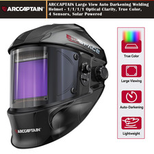 ARCCAPTAIN Large View Auto Darkening Welding Helmet - 1/1/1/1 Optical Clarity