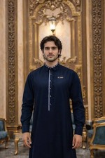 Lawung Al Ameer Mens Eid Thobe Jubba 2026 Luxury Premium Dishdasha AA2642 Blue