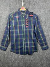 NWT Chaps Plaid Stretch Youth 14/16 Long Sleeve Casual Dress Shirt Size L