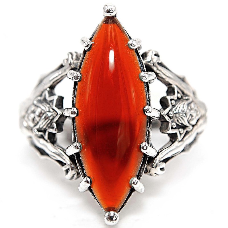 Mermaid 7CT  Fire Garnet 925 Sterling Silver Ring Sz 8 PC9-4