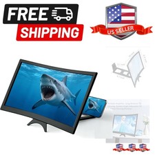 12" Curved for Cell Phone,3D HD Magnifying Projector Screen Enlarger for Movi...