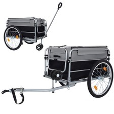 Folding Bike Trailer, 20" Wheels, 220 lb Capacity, Removable Cover, Universal
