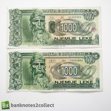 ALBANIA: 2 x 1,000 Albanian Lek Banknotes.