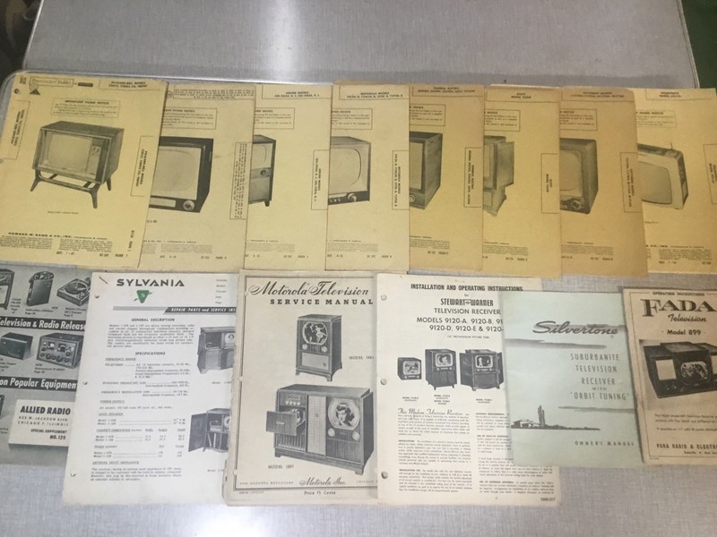 Vintage TV Service/Operating Manuals - 14 Different, 12 Brands - 1949 To 1961
