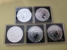 5 x 1 oz .999 Fine Silver Britannia Coin - Royal Mint Bullion in capsule