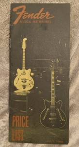 July 1968 Fender Guitars Original Price List Brochure Pamphlet Not A Reprint