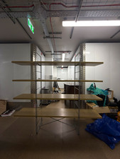 IKEA ENETRI Gondola Shelving Unit Metal Frame with Wooden Shelves MPN 12073