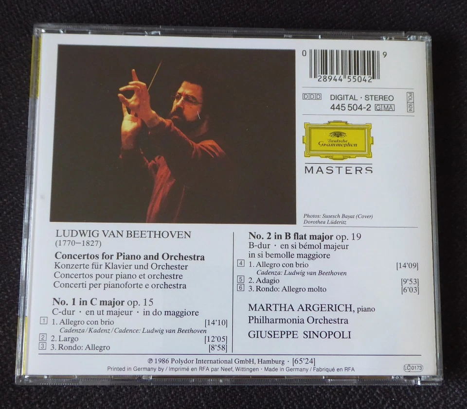 CD Martha Argerich Beethoven Piano Concertos 1 & 2 Philharm. Orch. Sinopoli 1986 - Bild 3 von 3