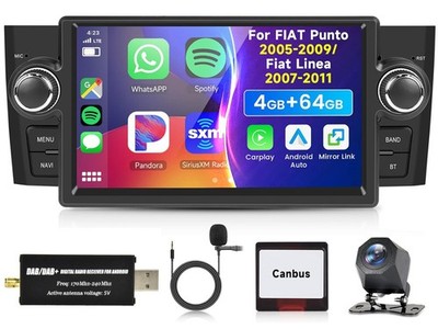 DAB+ 4+64G Android15 Carplay GPS Für Fiat Grande Punto Linea 07-12 Autoradio Kam