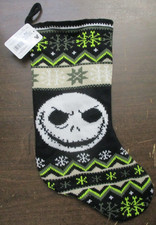 LARGE 18" NIGHTMARE BEFORE KNIT CHRISTMAS STOCKING NEW BLACK DISNEY NWT