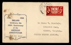 DR WHO 1939 IRELAND FDC AMERICAN CONSTUTUTION ANIV CACHET R28761