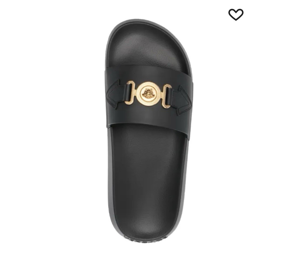 Versace Slides Vitello Black And Gold Size EU 41 US8 $490  display picture 2