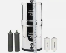 Big Berkey Water Filter w/ 2 Black Berkey Elements & 2 Berkey Fluoride - NEW