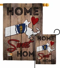 State Massachusetts Home Sweet Garden Flag Americana States Yard House Banner