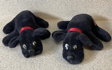 Lot Of 2 Vintage 1986 Tonka Pound Puppies Newborns Plush 8" Stuffed Animal Black