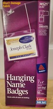 50 New Avery Laser Inkjet 3" x 4" Hanging Name Badges w/ cords 74521