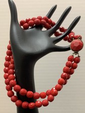 16" Double Strand Faceted Czech Glass Bead Necklace VGUC