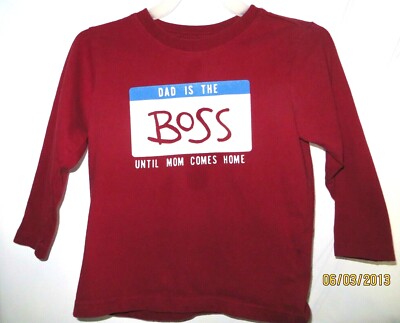 OshKosh B'gosh Boy Size 4T Shirt Red Long Sleeve T-Shirt Style 
