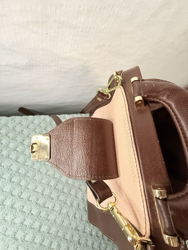Bolso de mano/cartera de cuero rosa/marrón Divina Firenze hecho en Italia con asa y correa ajustable - Imagen 11 de 23