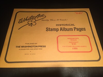 White Ace Stamp Album Supplement Pages - Vatican City Singles V-41 - 1990