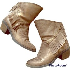 Stevie s Fringe Metallic Booties kids 5 / ladies 7