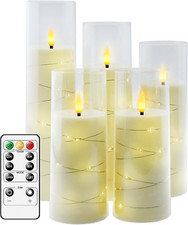 Flameless LED Candles with Timer 5 Pc Flickering Flameless Candles for Romantic