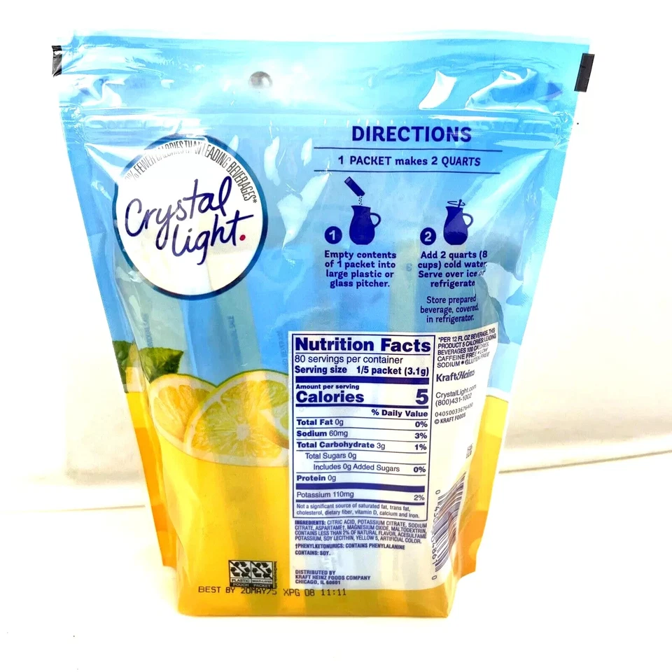 Mezcla de limonada Crystal Light sabor natural, 16 paquetes de jarra cada uno - Nuevo Foto 2 de 2