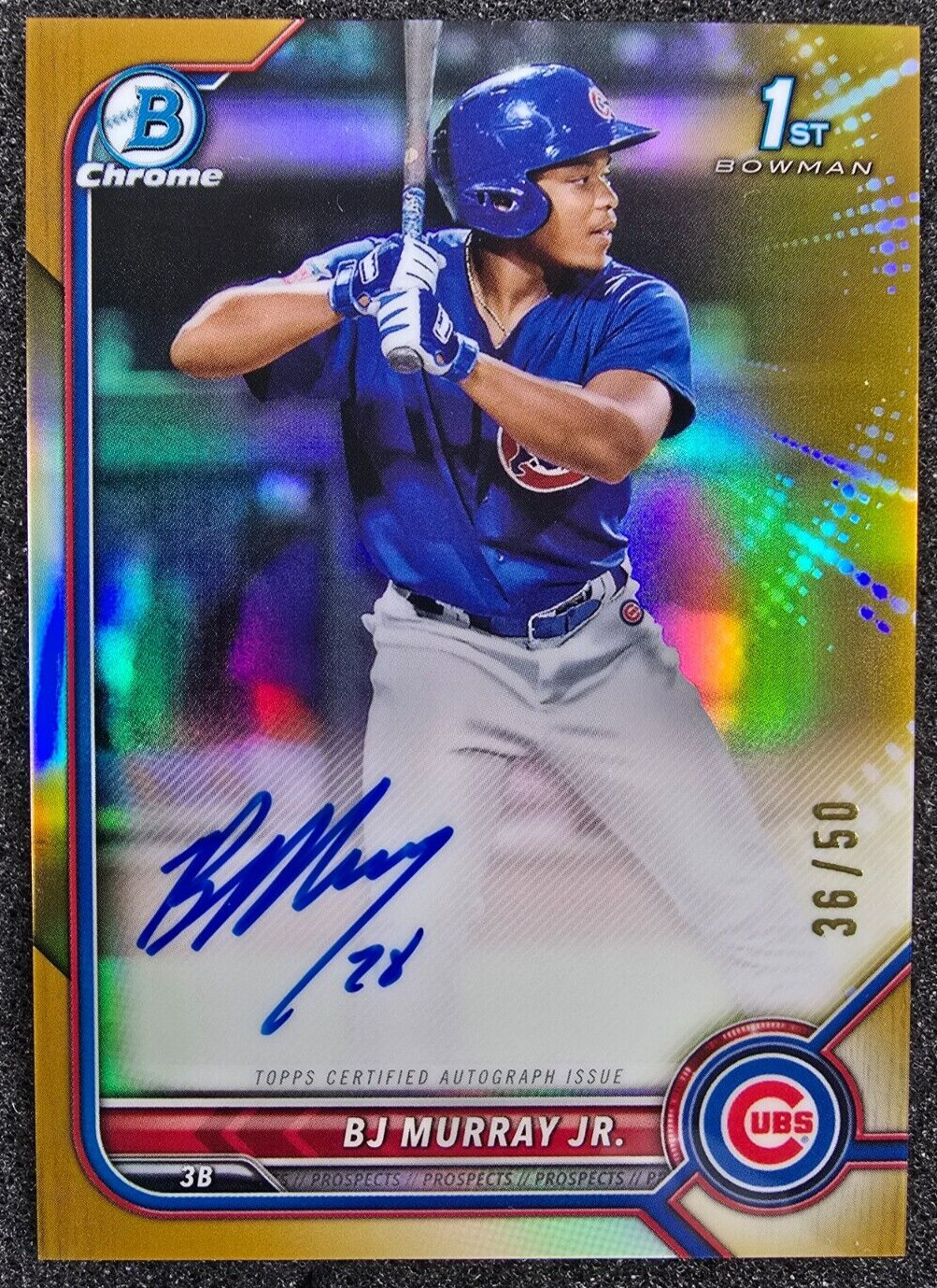 2022 Bowman Chrome 1st Gold Refractor Auto /50 BJ Murray Jr Cubs