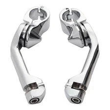 Chrome Long Angled Adjustable Highway Peg Mount Clamp Brackets Fit For Harley