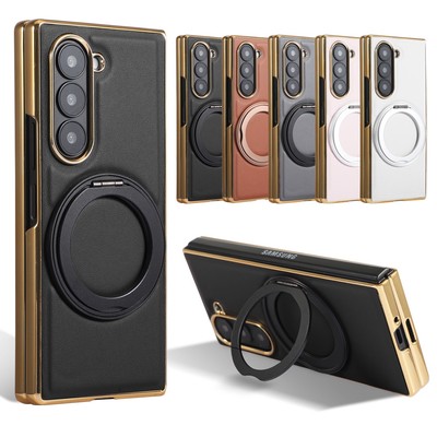 For Samsung Galaxy Z Fold 3 4 5 6 7 Luxury Leather Mag Safe Case Magnetic Stand