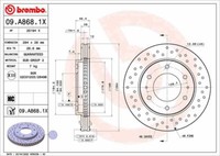2X Brembo 09.A868.1X Bremsscheibe Passend FüR Fiat Mitsubishi