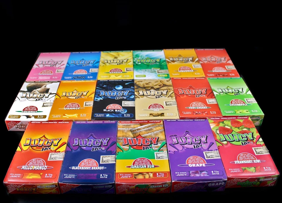 💚24 PACK JUICY JAY'S ROLLING PAPERS 1 1/4 SIZE✨32 LEAVES/PACK💛ASSORTED FLAVORS - Image 4 of 4