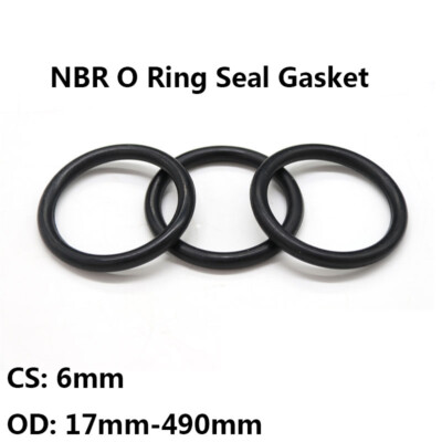 NBR O Ring Seal Gasket CS 6mm OD 17mm-490mm Nitrile Rubber Spacer Oil Resistance