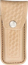 NATURAL COLOR LEATHER SHEATH FOR UP TO 5 1/4" CLOSED FOLDING KNIFE, SH205