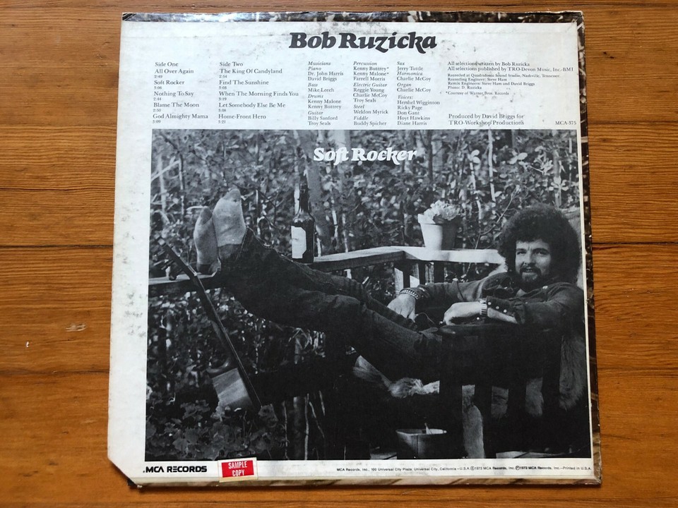 Bob Ruzicka~Soft Rocker~1973 MCA Records~Stereo Vinyl Sample LP~FAST ...