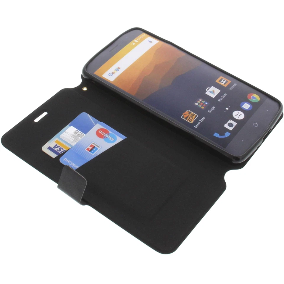 Custodia per ZTE Max XL N9560 Book-Style Protettiva Cellulare a Libro Nero - Immagine 3 di 4